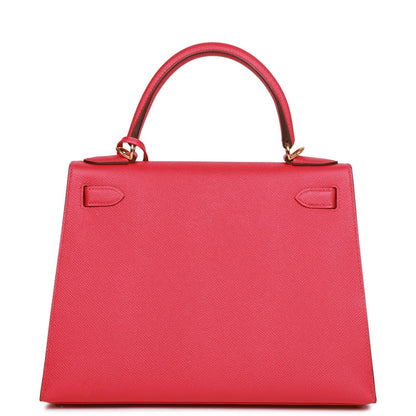Hermes Kelly 28 Sellier Rose Extreme Epsom Gold Hardware