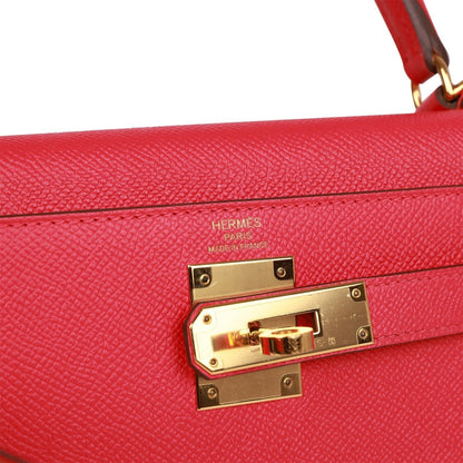 Hermes Kelly 28 Sellier Rose Extreme Epsom Gold Hardware