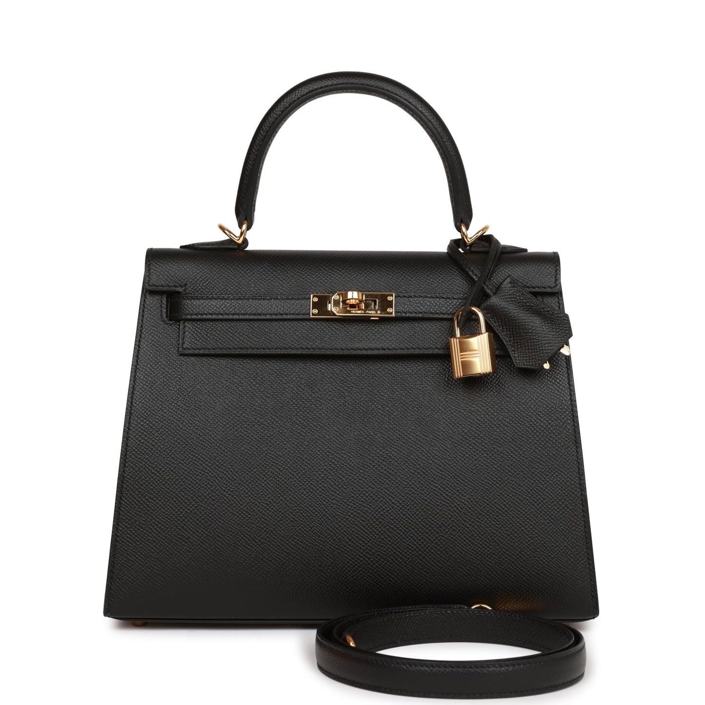 Hermes Kelly 25 Sellier Black Epsom  Gold Hardware