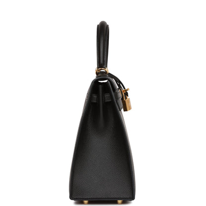 Hermes Kelly 25 Sellier Black Epsom  Gold Hardware