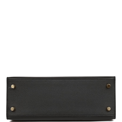 Hermes Kelly 25 Sellier Black Epsom  Gold Hardware