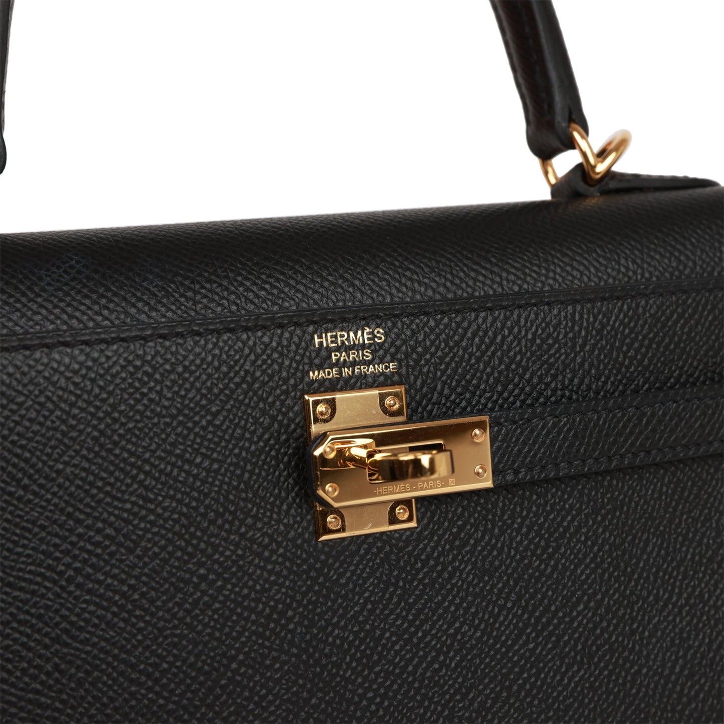 Hermes Kelly 25 Sellier Black Epsom  Gold Hardware