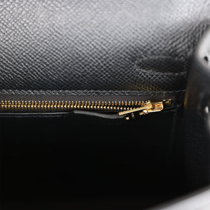Hermes Kelly 25 Sellier Black Epsom  Gold Hardware