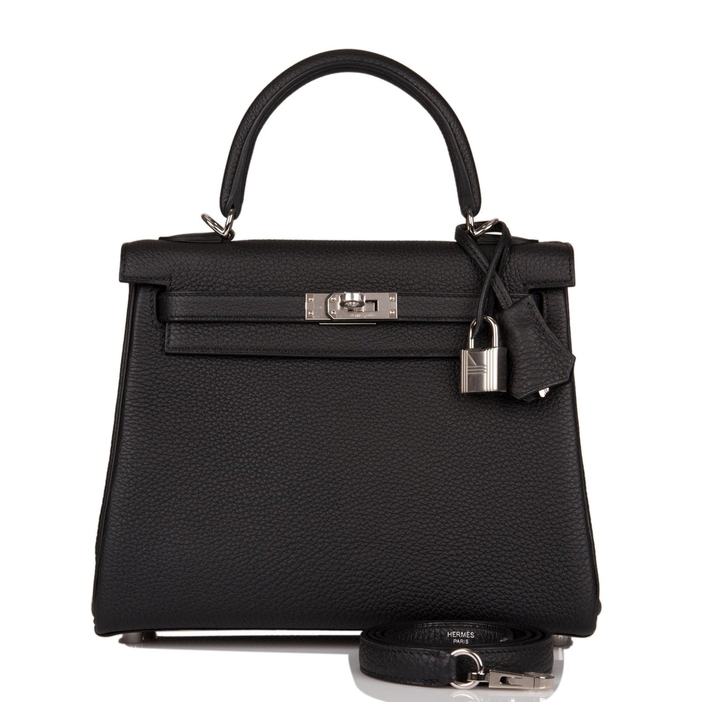Hermes Kelly 25 Retourne Black Togo Palladium Hardware