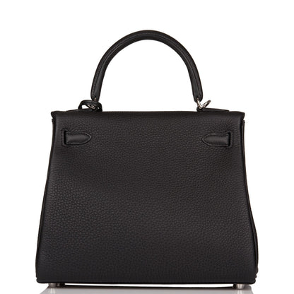 Hermes Kelly 25 Retourne Black Togo Palladium Hardware