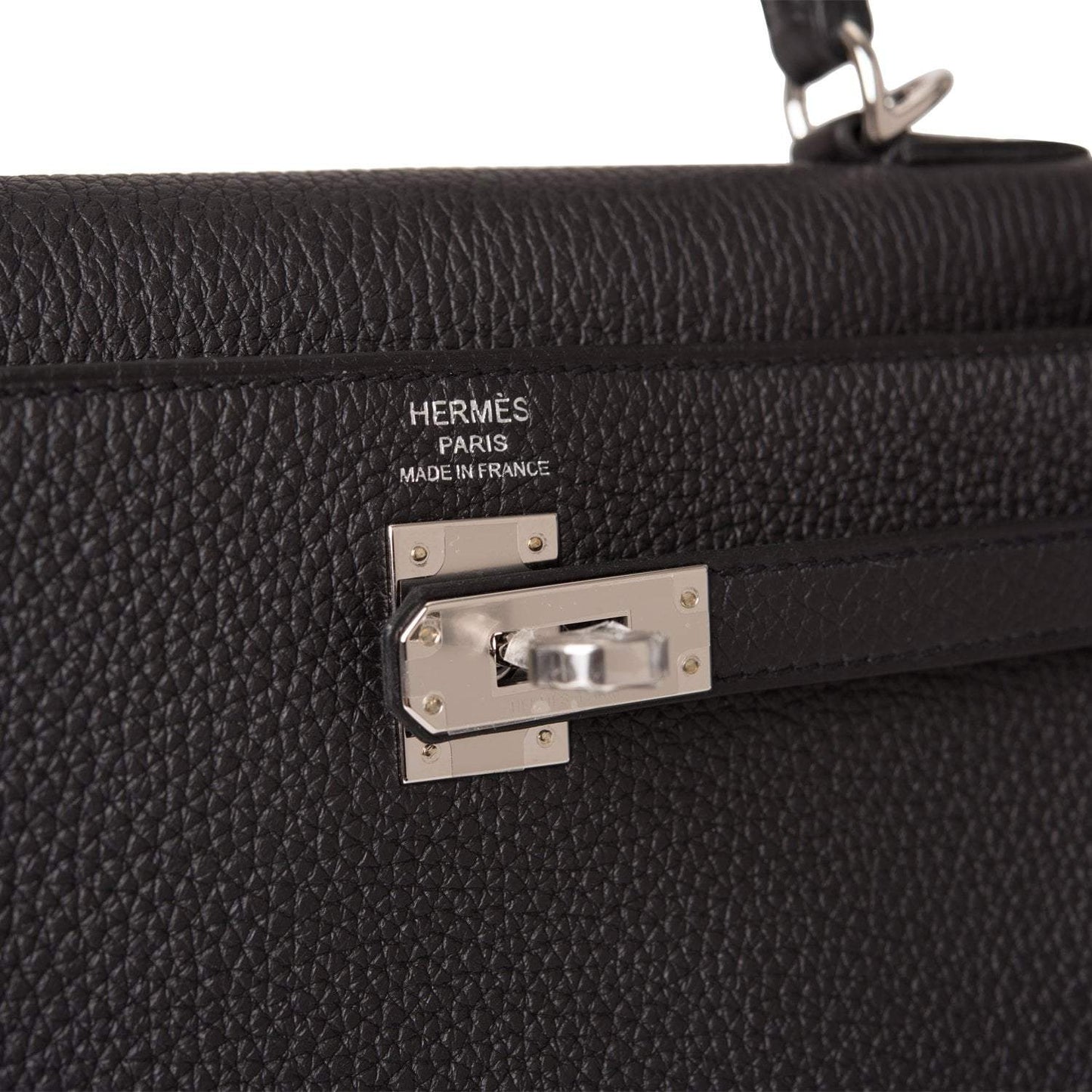 Hermes Kelly 25 Retourne Black Togo Palladium Hardware