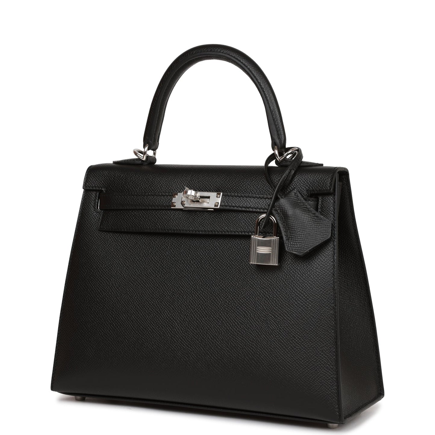 Hermes Kelly 25 Sellier Black Epsom Palladium Hardware