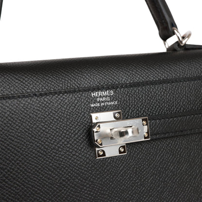 Hermes Kelly 25 Sellier Black Epsom Palladium Hardware