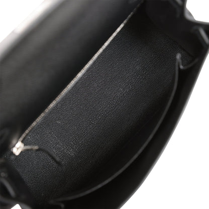 Hermes Kelly 25 Sellier Black Epsom Palladium Hardware