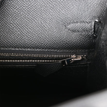 Hermes Kelly 25 Sellier Black Epsom Palladium Hardware