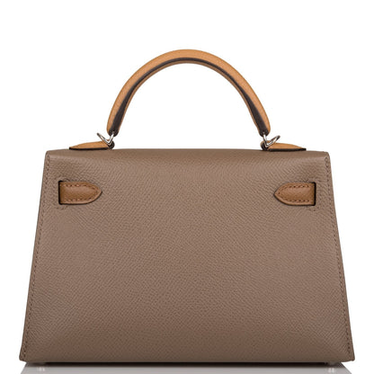 Hermes Kelly 20 Sellier Etoupe, Alezan and Biscuit Epsom Palladium Hardware