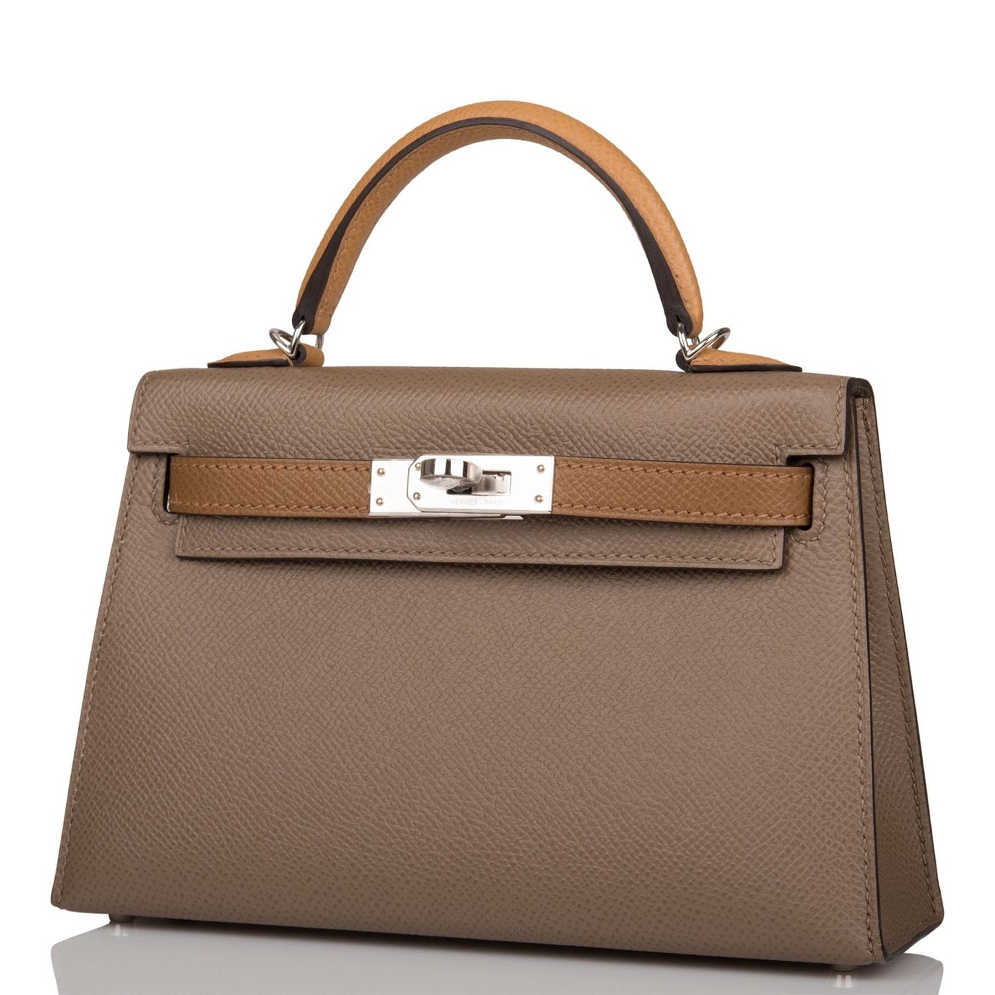 Hermes Kelly 20 Sellier Etoupe, Alezan and Biscuit Epsom Palladium Hardware