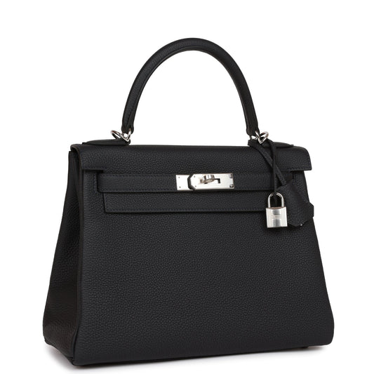 Hermes Kelly 28 Retourne Caban Togo Palladium Hardware