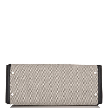 Hermes Kelly 28 Sellier Black Toile and Swift Palladium Hardware