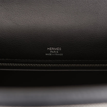 Hermes Kelly 28 Sellier Black Toile and Swift Palladium Hardware