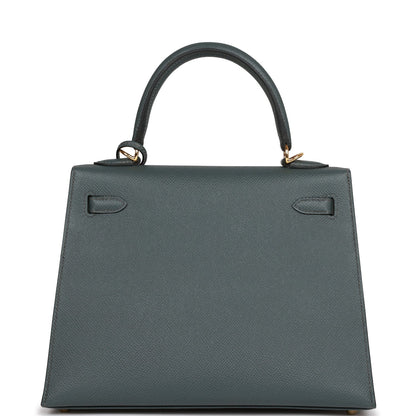 Hermes Kelly 25 Sellier Bleu Orage Epsom Gold Hardware