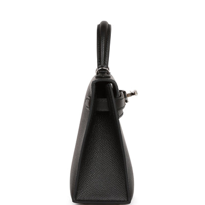 Hermes Kelly 20  Sellier Black Epsom Palladium Hardware