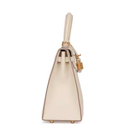 Hermes Kelly 25 Sellier Craie Epsom Gold Hardware
