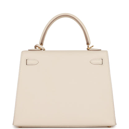 Hermes Kelly 25 Sellier Craie Epsom Gold Hardware