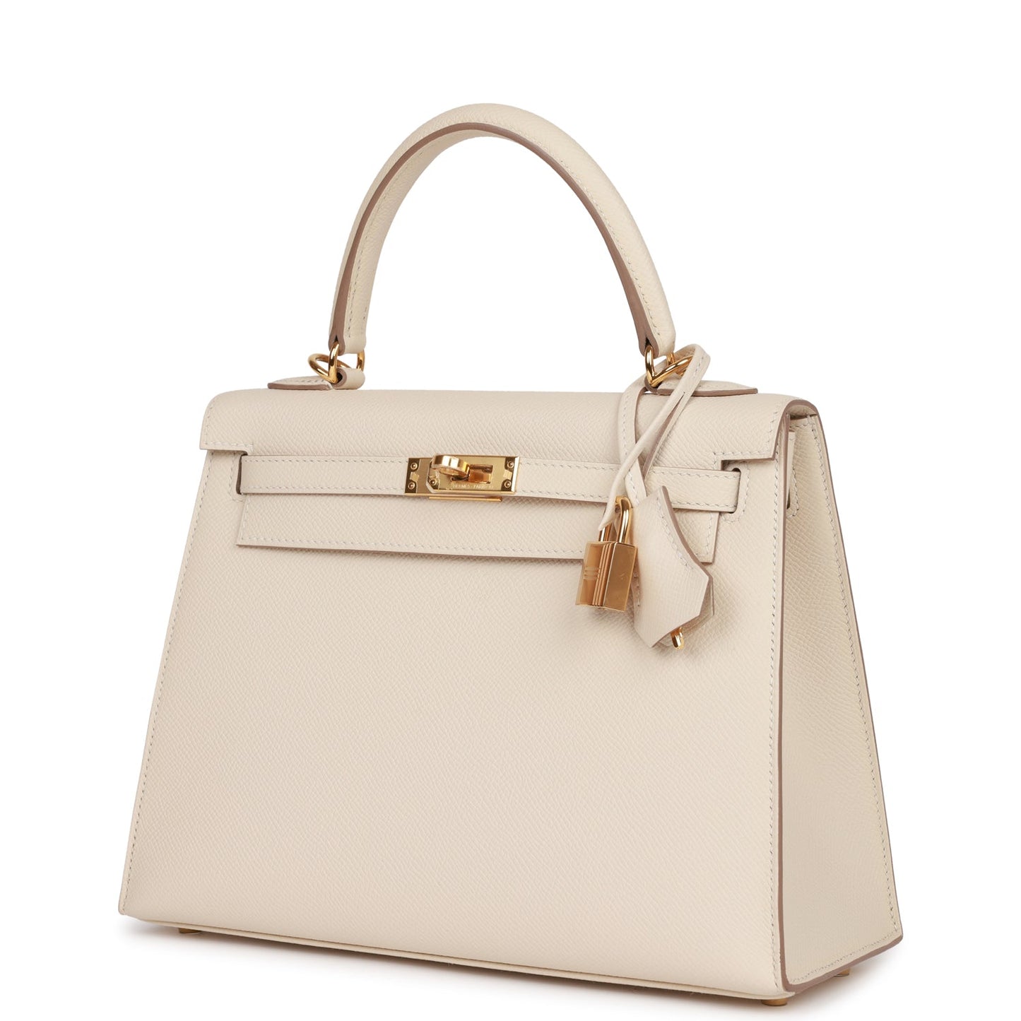 Hermes Kelly 25 Sellier Craie Epsom Gold Hardware
