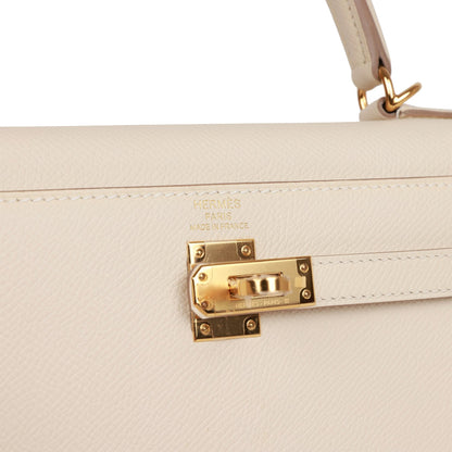 Hermes Kelly 25 Sellier Craie Epsom Gold Hardware