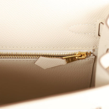 Hermes Kelly 25 Sellier Craie Epsom Gold Hardware