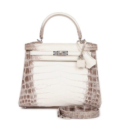 Hermes Kelly 25 Retourne Himalaya Niloticus Crocodile Palladium Hardware