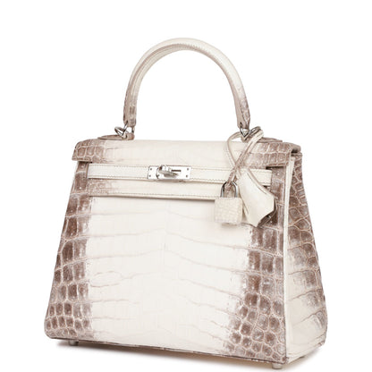 Hermes Kelly 25 Retourne Himalaya Niloticus Crocodile Palladium Hardware