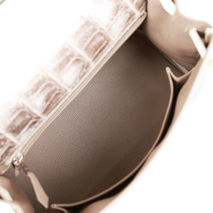 Hermes Kelly 25 Retourne Himalaya Niloticus Crocodile Palladium Hardware