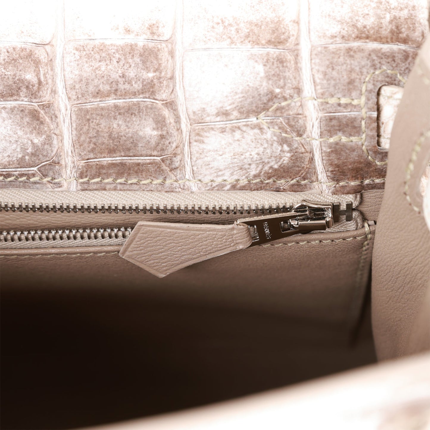 Hermes Kelly 25 Retourne Himalaya Niloticus Crocodile Palladium Hardware