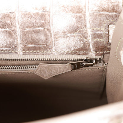Hermes Kelly 25 Retourne Himalaya Niloticus Crocodile Palladium Hardware