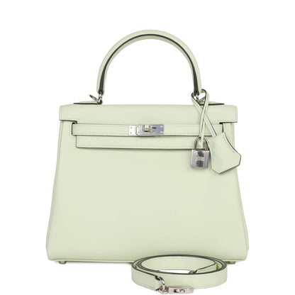 Hermes Kelly 25 Retourne Vert Fizz Swift Palladium Hardware