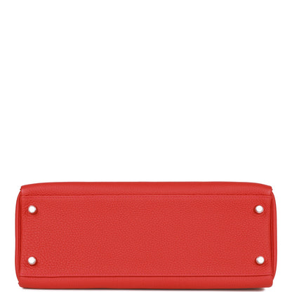 Hermes Kelly 32 Retourne Geranium Togo Palladium Hardware