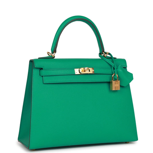 Hermes Kelly 25 Sellier Vert Jade Epsom Gold Hardware