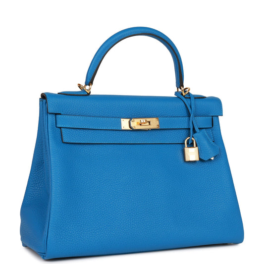 Hermes Kelly 32 Retourne Mykonos Clemence Gold Hardware