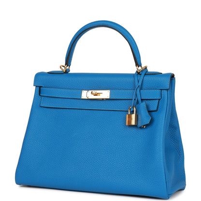 Hermes Kelly 32 Retourne Mykonos Clemence Gold Hardware
