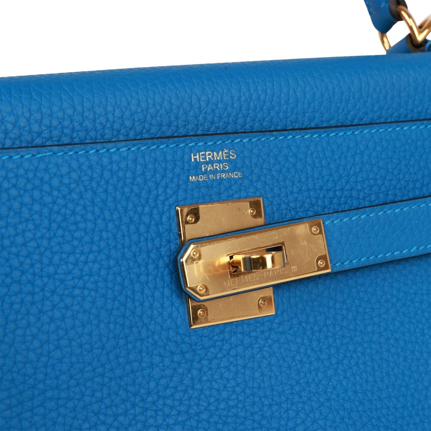 Hermes Kelly 32 Retourne Mykonos Clemence Gold Hardware