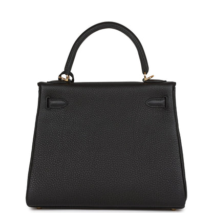 Hermes Kelly 25 Retourne Black Togo Gold Hardware