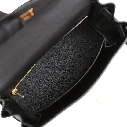 Hermes Kelly 25 Retourne Black Togo Gold Hardware