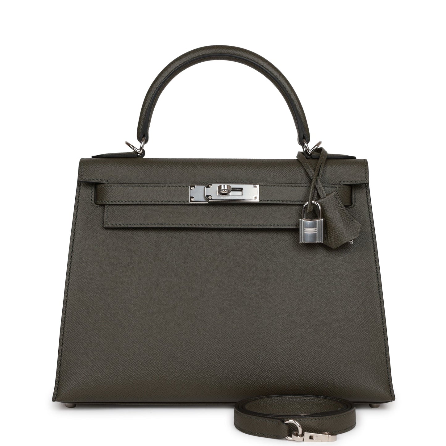Hermes Kelly 28 Sellier Vert De Gris Epsom Palladium Hardware