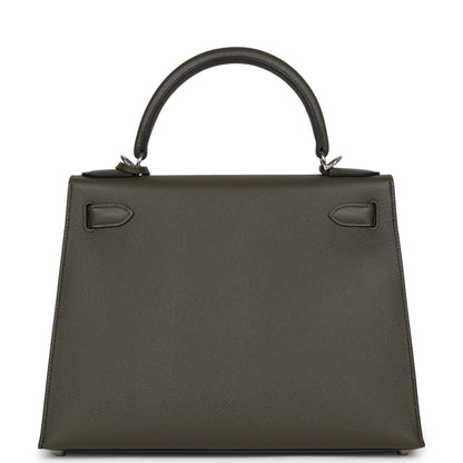 Hermes Kelly 28 Sellier Vert De Gris Epsom Palladium Hardware