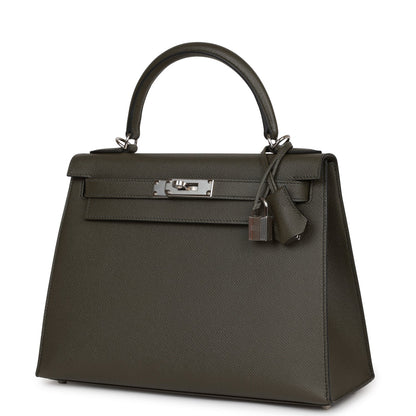 Hermes Kelly 28 Sellier Vert De Gris Epsom Palladium Hardware