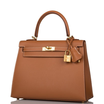 Hermes Kelly 25 Sellier Gold Epsom Gold Hardware