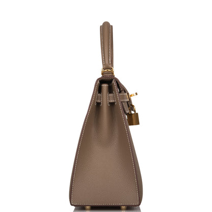 Hermes Kelly 25 Sellier Etoupe Epsom Gold Hardware