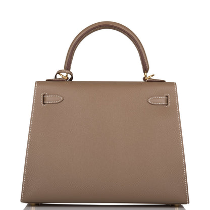 Hermes Kelly 25 Sellier Etoupe Epsom Gold Hardware