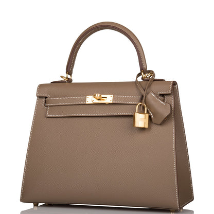 Hermes Kelly 25 Sellier Etoupe Epsom Gold Hardware