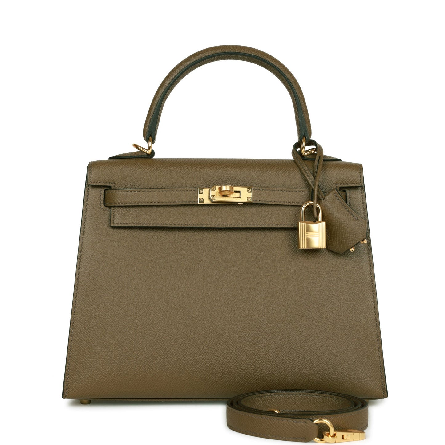 Hermes Kelly 25 Sellier Vert Olive Epsom Gold Hardware