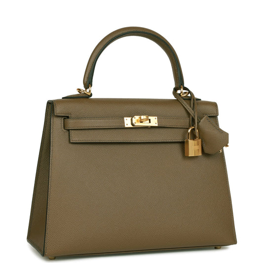 Hermes Kelly 25 Sellier Vert Olive Epsom Gold Hardware