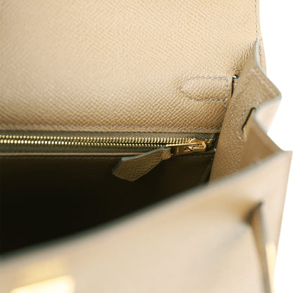 Hermes Kelly 25 Sellier Vert Olive Epsom Gold Hardware