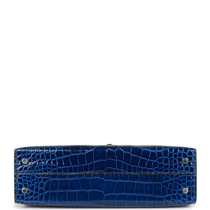 Hermes Kelly 20 Sellier Bleu Saphir Shiny Alligator Palladium Hardware